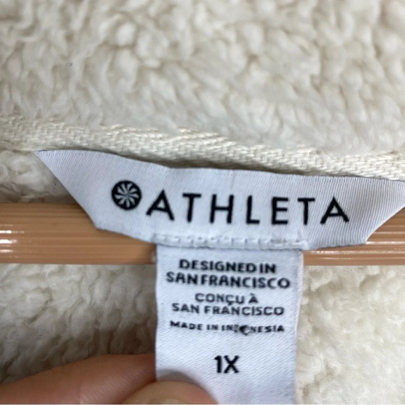 Athleta Tugga Sherpa Jacket Teddy Full Zip Fleece Pockets Athleisure Cozy Boho - Picture 7 of 11